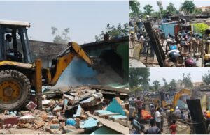 हाईकोर्ट के आदेश के दौरान लालकुआं रेलवे भूमि से हटाया गया अतिक्रमण 200 कच्चे पक्के मकान ध्वस्त भारी पुलिस फोर्स रही तैनात