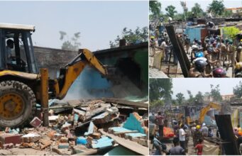 हाईकोर्ट के आदेश के दौरान लालकुआं रेलवे भूमि से हटाया गया अतिक्रमण 200 कच्चे पक्के मकान ध्वस्त भारी पुलिस फोर्स रही तैनात