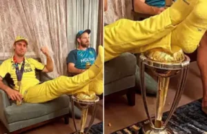 World Cup: मिशेल मार्श ने विश्व कप ट्रॉफी पर पैर रखकर का किया अपमान, सोशल मीडिया पर जमकर हुए ट्रोल
