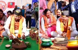 Uttarakhand: गृह जनपद पिथौरागढ़ में दिखा मुख्यमंत्री पुष्कर सिंह धामी का अलग अवतार, चलाया चरखा, सिल पर पीसा नमक