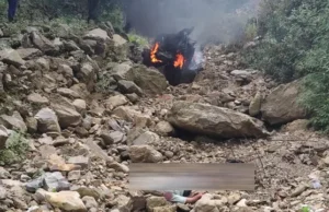 नई कार खरीद खुशी-खुशी जा रहा था परिवार, खाई में गिरकर लगी आग, दो भाइयों की मौत