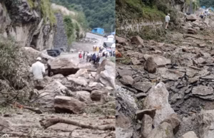 बदरीनाथ हाईवे: हाथी पहाड़ के पास गिरे भारी बोल्डर, 20 मीटर सड़क ध्वस्त, यातायात ठप, हेमकुंड यात्रा भी रोकी गई